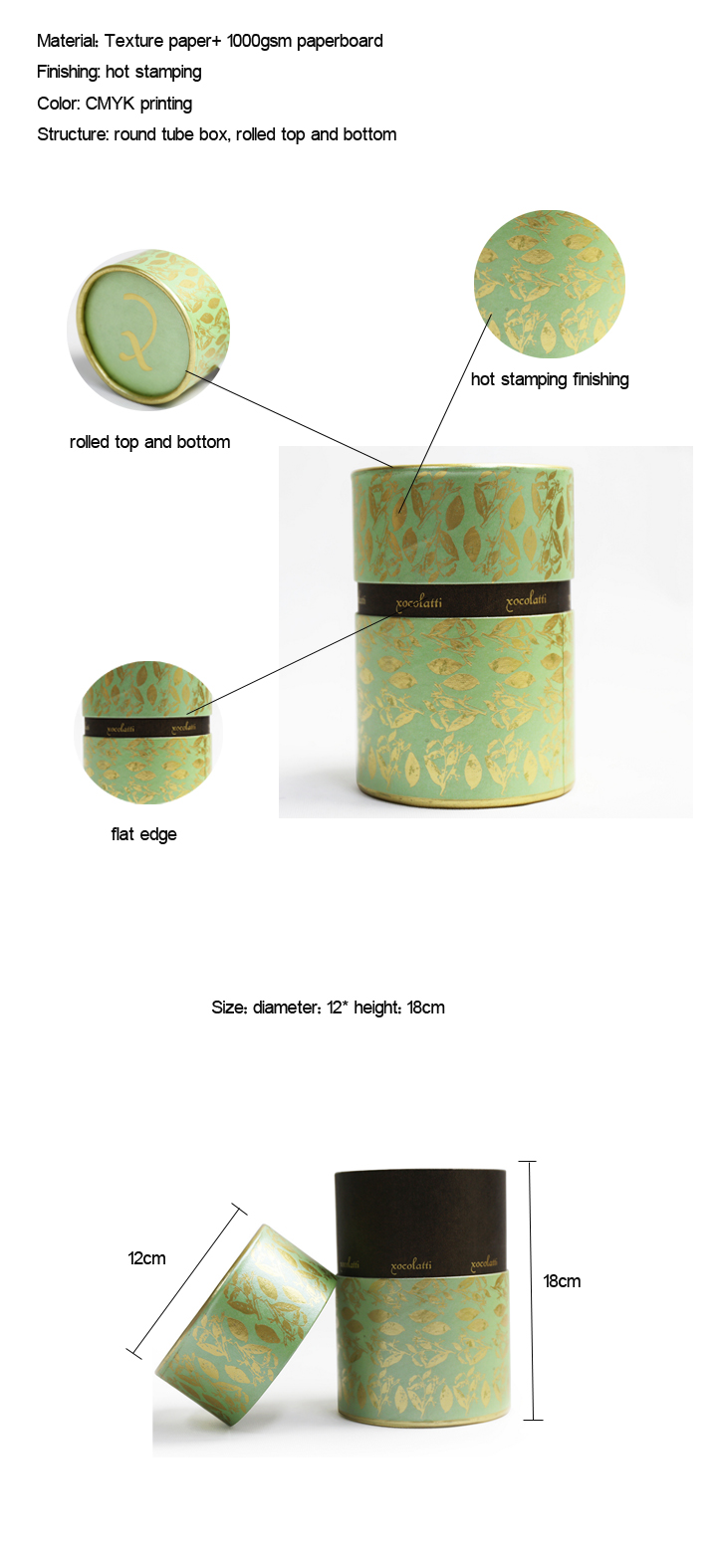 デザイン コーヒー豆クラフト紙包装ルーフ茶シリンダー チューブ ボックス -  - 15