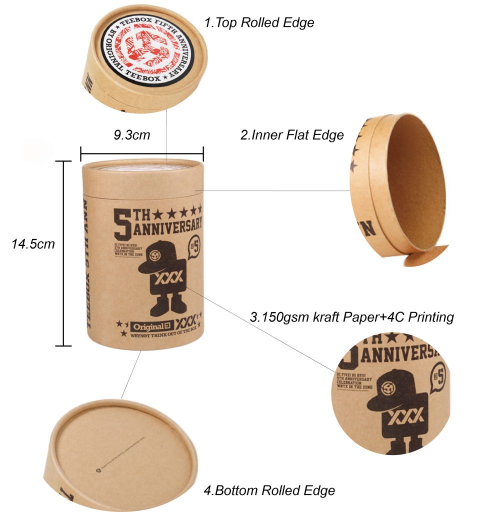 デザイン コーヒー豆クラフト紙包装ルーフ茶シリンダー チューブ ボックス -  - 12