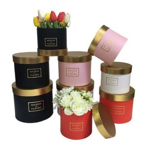 窓が付いている贅沢なバラの花の結婚祝い携帯用ギフトの包装の注文の円形の紙箱