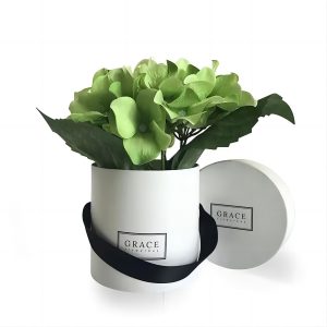 coの友好的で白い花箱の円形の包装の黒いロゴの花のギフト用の箱
